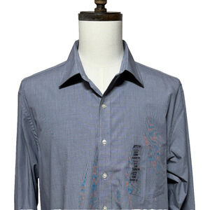 Arrow Dress Shirt Mens 17.5 34/35 Blue Classic Fit Long Sleeve Button Up NWT